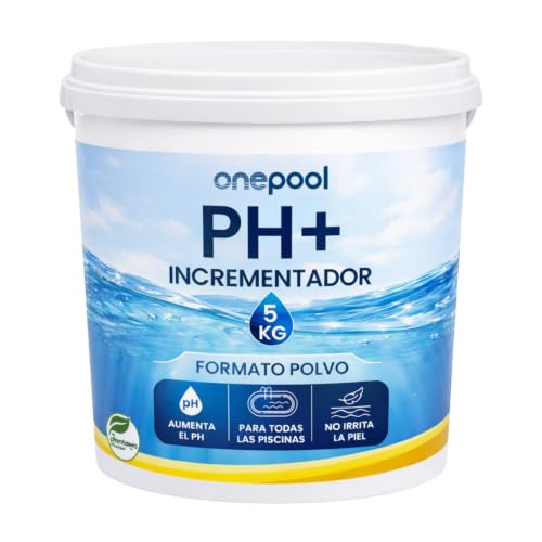 ONEPOOL Incrementador pH Piscina 5 kg | Elevador pH+ en Polvo para Subir el pH del Agua | Tratamiento para Piscinas y SPA | Corrector del Equilibrio y Mantenimiento del Agua