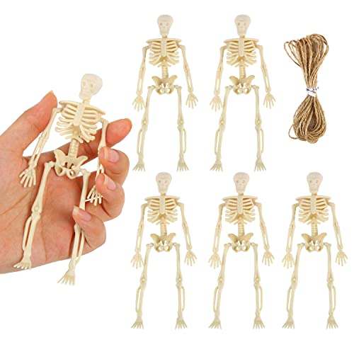 FINGOOO Skeletons for Halloween Decor 6 Piece Mini Seleton Figurines 6 Small Skeleton Halloween Decoration for Haunted House Accessories Party Favors