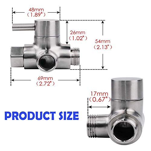 Stainless Steel Shower Arm Diverter 3 Way, G1/2 Universal Shower Head Diverter Valve for Hand Held Shower and Fixed Spray Head, Brushed Nickel