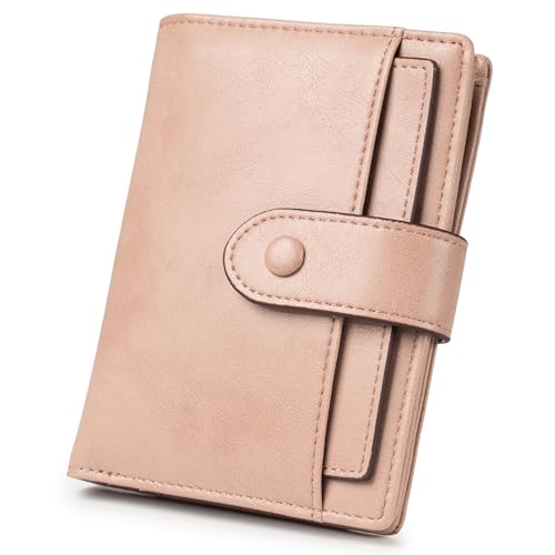 Image of Alldaily Small Slim RFID Blocking Leather Wallet for Women, Bifold with 10 Card Slots and Coin Pocket (Dark Pink)
