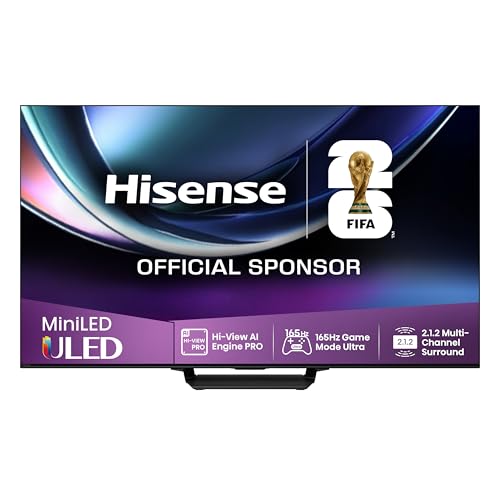 Hisense 85U7Q Pro Fernseher 85 Zoll, 4K Mini LED, Smart TV, Hi-View AI Engine Pro, 165Hz Game Mode Ultra, FreeSync Premium Pro, 2.1.2 ch. Surround Sound, Dolby Vision IQ Atmos, Sprachsteuerung [2025]