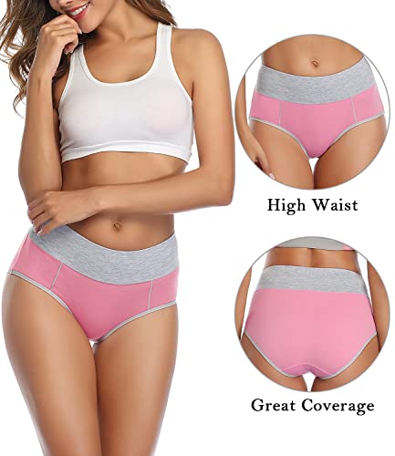 Image of wirarpa Women's Cotton Underwear High Waist Stretch Briefs Soft Underpants Ladies Full Coverage Panties 5 Pack