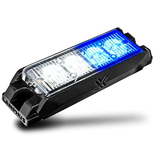 Image of LAMPHUS NanoFlare 4 inch 4W Blue White LED Surface Mount Police Grill Strobe Warning Lights [SAE Class 1] 12V Rectangle Grille Flashing Emergency Light Head for Fire Figher Responder Vehicle Car