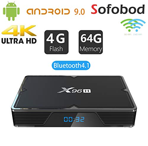 Sofobod X96H TV Box Android 9.0 TV Box 4GB RAM 64GB ROM 2.4G/5G Dual WiFi BT 4.1 H.265 Decoding HD 4K Set Top Box