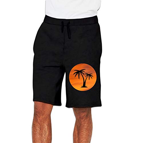 YUERF Men's Casual Jogger Basic Jogger Pant Elastic Waist - Palm Tree Sweatpants Black 3X-Large
