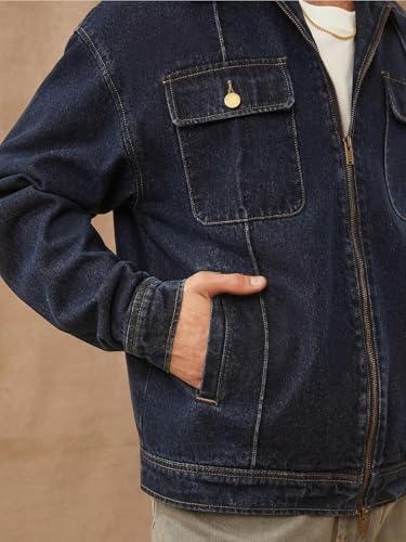 Image of GRECIILOOKS Men'S Denim Jacket | Classic Regular Fit Jeans Jacket For Men | Stylish Branded Jackets For Men - Timeless Casual Wear