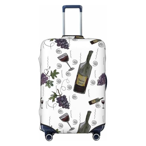 Wine Bottles And Grapes For Travel Luggage Cover Suitcase Protector Fits 18-32 Inch Travel Luggage Protector Elastic Luggage Anti-Scratch Suitcase Cover