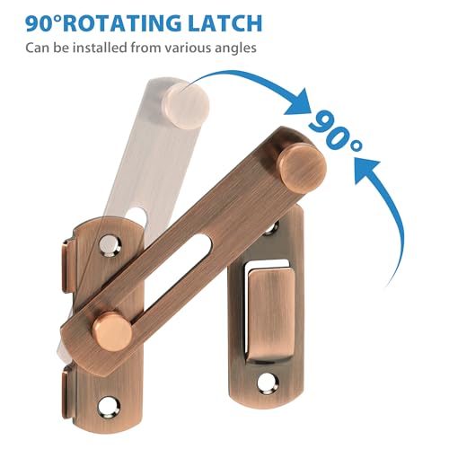 Image of Alise 4 Inch Red Bronze SUS304 Stainless Steel Gate Latches for Barn Door | Heavy Duty Gate Hardware ,Security Flip Latch,Anti-theft Latch,Safety Door Lock for Barn Wood Fence Sliding French Doors