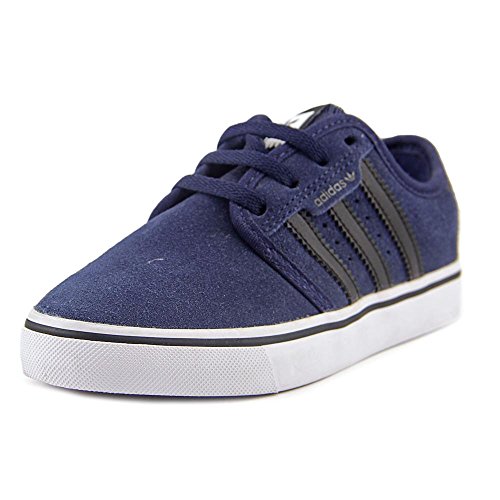 Image of adidas Originals Seeley J Skateboarding Shoe (Little Kid/Big Kid), Collegiate Navy/Black/White, 12 M US Little Kid