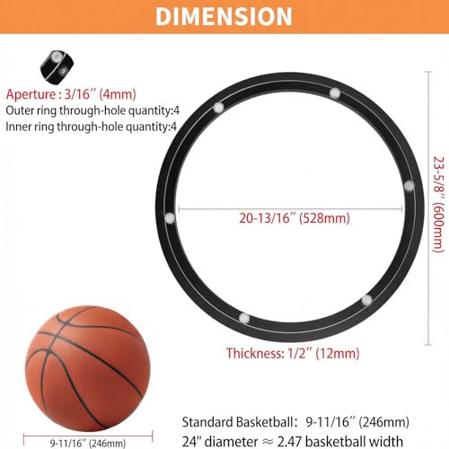 Image of TamBee 24 Inch Lazy Susan Hardware 600 LBS Load Capacity Heavy Duty Turntable Bearing Large Lazy Susan Parts Kit Rotating Ring Mechanism for Dining Tables, Woodworking(Base Only, Black)