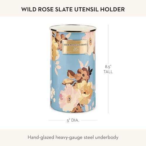 Image of MACKENZIE-CHILDS Enamel Utensil Holder, Wild Rose Slate