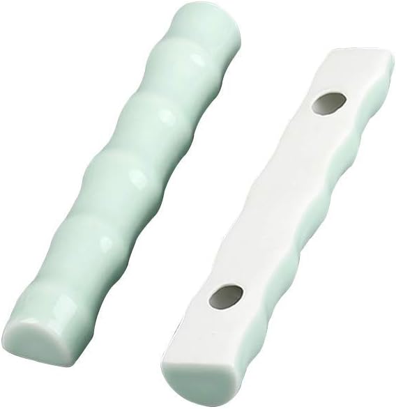 Ceramic Brush Holder, Paint Brush Holder Ceramic - Paint Brush Rest, Bamboo Shaped Brush Holder Rest Art Supply, Chinese Calligraphy and Sumie Ceramic Brush Rest/Holder, Pack of 2