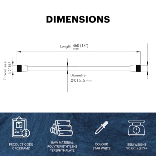 Image of Johnson 4-Pack 18 inch PTMT Pipe Plain with Glassy Nut, Polytrimethylene Terephthalate, Star White, High-Temperature Resistant, Scale-Preventing, Smooth Water Flow, Durable Plumbing Connection Solution