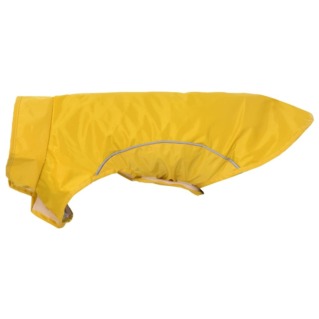Hund Regenmantel mit Reflexstreifen Polyester Gelb M wetterfester Hundemantel für Gassi Spaziergänge bei Regen und Kälte atmungsaktiv und wasserdicht reflektierende Sicherheitsstreifen