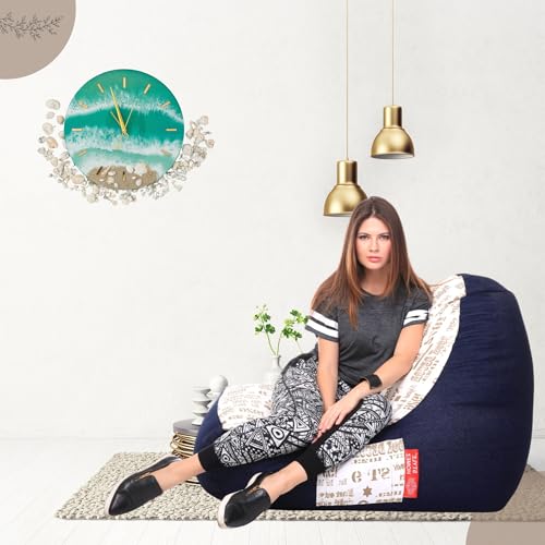 Image of Style Homez Urban Design Denim Canvas Abstract Printed Chair Bean Bag XXL Size Filled with Beans Fillers