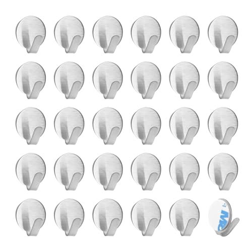 SRJQXH 30 Piezas Ganchos Adhesivos para Pared, Colgador Adhesivo Pequeño, Gancho Adhesivo Redondo no Requiere Perforación,...