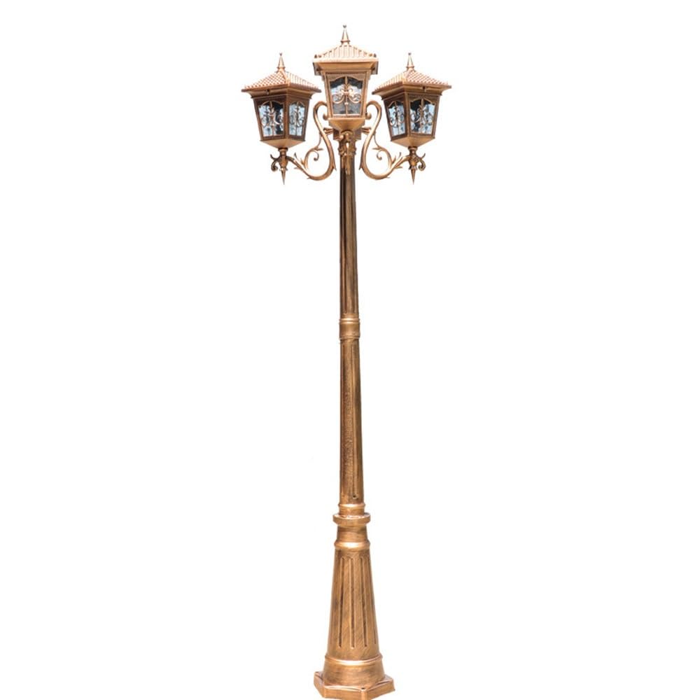 Genérico Farola de poste alto de 3 luces con pantalla de vidrio ondulado