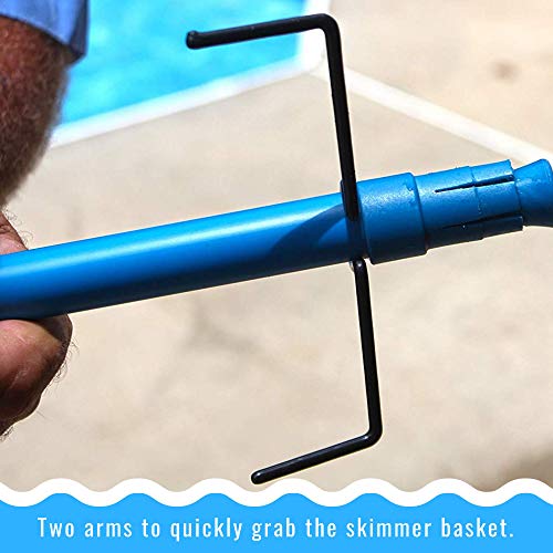 Lidz Off Pool Skimmer Lid & Basket Removal Tool With Quick Release Handle, Durable Lightweight Pole, 31 Inches X 5.75 Inches, Blue #TOP3