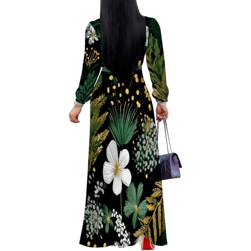 Image of PinkPatty Women's Long Sleeve Maxi Dress Plus Size Casual V Neck Wrap Dress with Pockets&Belt