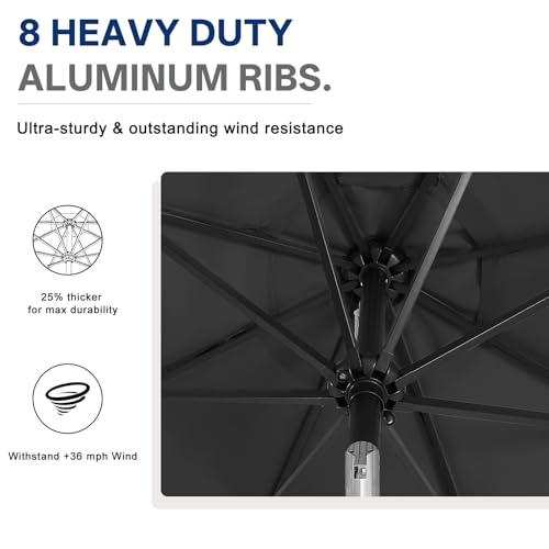 Image of ABCCANOPY Durable Solar Led Patio Umbrellas with 32LED Lights 9FT (Dark Gray)