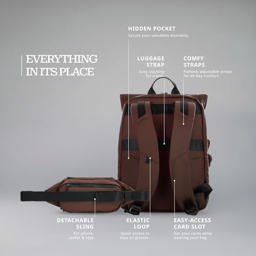Image of Verage Roll Top Laptop Backpack Waterproof PU Lather Travel Backpack Expandable Work Carry On Backpack for Men Women