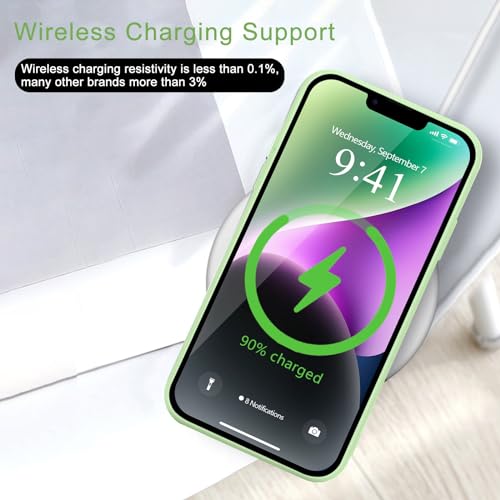 Image of Wirvyuer for iPhone 14 Case Cute Heart Pattern Soft Shockproof Protective Silicone Phone Case for Women Girls, Lime Green