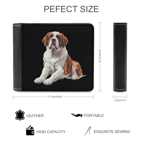 Saint Bernard Dog Slim Wallet for Men Women PU Bifold Wallets Small Card Holder Travel Coin Purse2