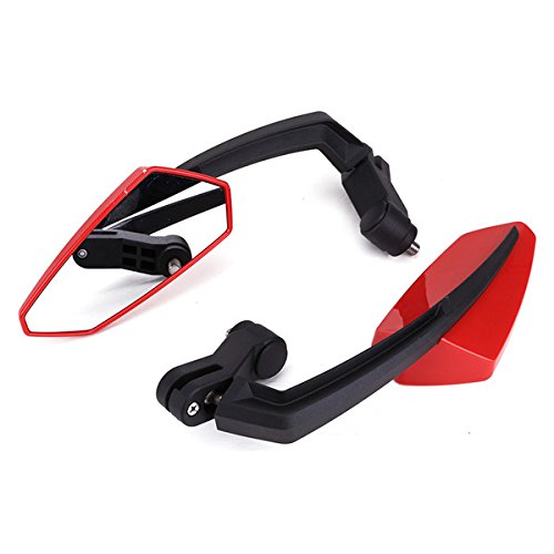 YONGYAO 360 Degrés, Rétroviseur Moto Universel Réglable Vis 8 & 10 Mm Rouge