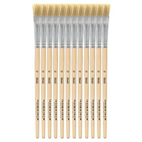 Idena 90100 - Borstenpinsel, Größe 16, mit unlackiertem Holzstiel, 12er Set, Malpinsel für Schulkinder Hobbykünstler Idena 90100 - Borstenpinsel, Größe 16, mit unlackiertem Holzstiel, 12er Set, Malpinsel für Schulkinder Hobbykünstler