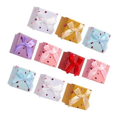 HAKIDZEL 10pcs Bowknot Jewelry Storage Boxes Small Decorative Present Containers for Women Ladies Elegant Ornament Packaging with Retro Fashion Design