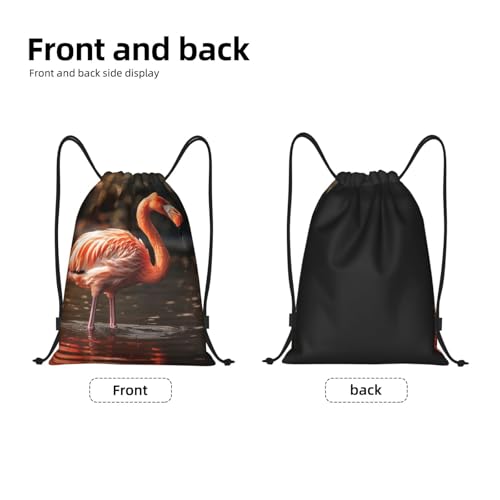 Drawstring Backpack Flamingo Is Drinking Water Drawstring Bag Sports String Bag Gym Sackpack for Women Men3