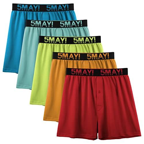 5Mayi Lot de boxers en coton pour homme - Tailles S, M, L, XL, XXL, B : lot de 5 boxers, Medium Cover