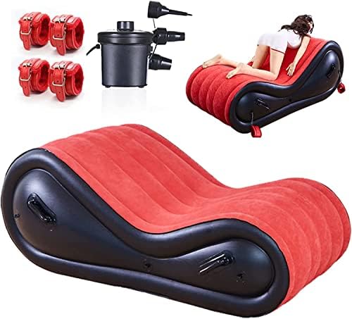 Inflatable Sex Sofa with Cuff Kit for BDSM and Bondage Play,Sex Game Furniture for Couple Deeper Position Support Adult Alternative Toys G-Point Love Pad Multifunctional PVC Pillow Air Cushion Chair