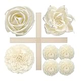 Flower Diffuser Sola Wood Flowers Natural Material Aromatherapy Reed Decorative Aromatherapy Flower Refill Diffuser Reeds, 7Pcs Flower, 10 Pcs Diffuser Rattan
