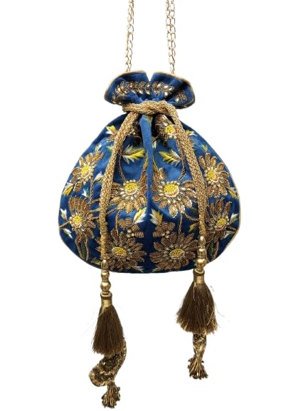 adorn haus Velvet Embroidered Potli Bag-picture-23