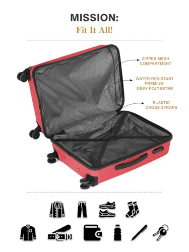 Image of Teakwood Meduim Size 8 Wheels Trolley Bag, Hard Cabin with Zipper Closure, Adjustable Push Button & Cross Side Strap, Number Lock System 360 Degree (Medium, Pink)