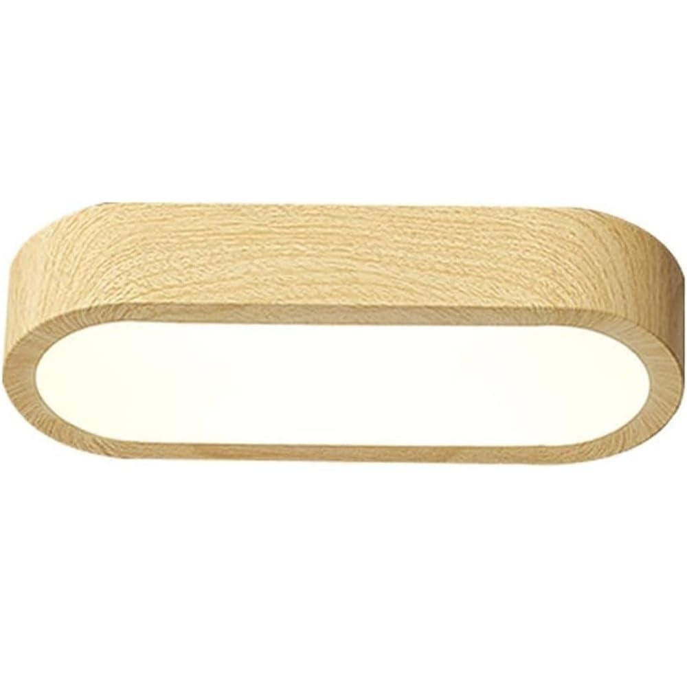 Plafonnier ovale encastré bois tricolore variable luminaire entrée couloir style nordique