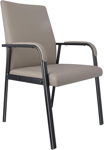Miniatura 1 de Silla de recepción de invitados de oficina, capacidad de 600 libras, sillas de sala de conferencias de cuero con reposabrazos acolchados, sin