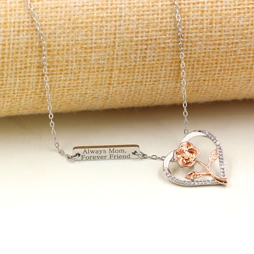 Collar de flor de rosa para el día de la madre con tres grabados 7