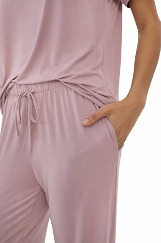 Image of Joyaria Bamboo Viscose Pajamas Women Ultra Soft Short Sleeve Jogger Pants Pjs Set Cooling Sleepwear