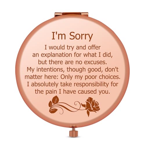 Sorry Gift for Her Compact Makeup Mirror for Women Apology Gift for Her Apologizing Sorry Gifts for Family Best Friend Girlfriend Wife Sister Colleagues Forgiveness Gifts Folding Makeup Mirror