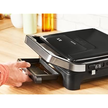 Tefal Inicio Classic 2-in-1 Kontakt- und Paninigrill, 2000 W, kompaktes Design, Edelstahlgehäuse, Saftauffangschale, antihaftbeschichtete Grillplatten, Schwarz, GC271810 – Bild 5