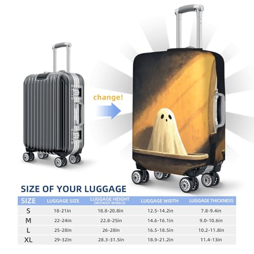 Cute Ghost In The Bathtub Minimalist Elastic Travel Luggage Covers Dustproof Scratch-Resistant Suitcase Protector Fit 22-24 Inch4
