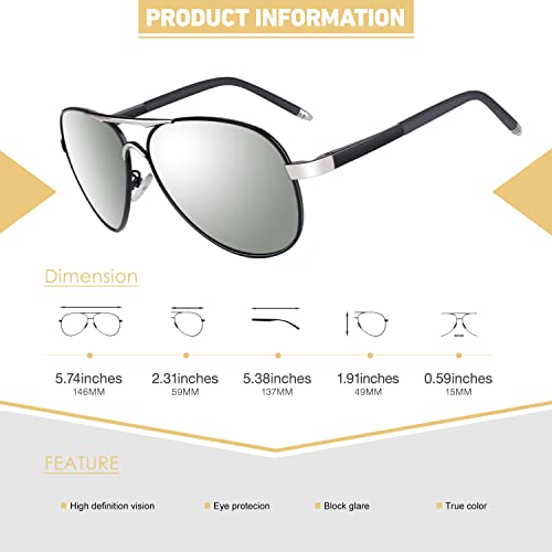 Image of CGID Polarized Sunglasses Men Womens Pilot Style Mirrored Shades UV400 GA61