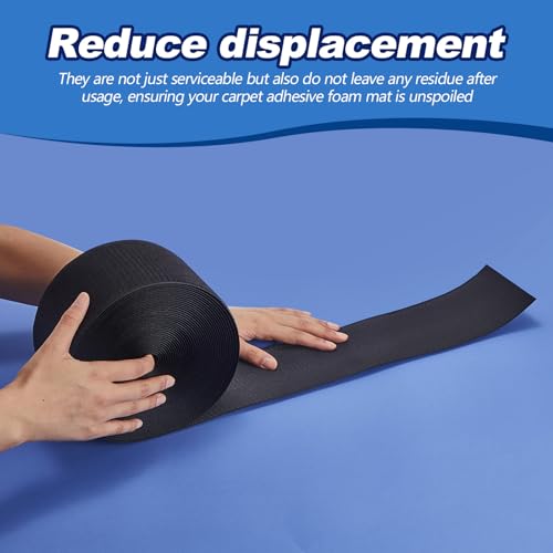 Shappy 42 ft Gymnastics Mat Hook Fastener Gymnastics Mats for Tumbling 4" Wide Carpet Mat Repair Nylon Hook for Carpet Bonded Foam Seams for Gymnastics and Cheer Mat Gym Floors (Black)