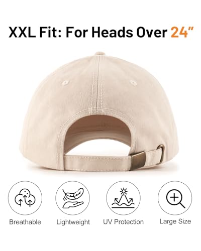 Image of Zylioo Oversize Baseball Cap XXL Big Head Hats for Men Large Dad Hats High Crown Structured Cap Adjustable 22 inch-25.5 inch