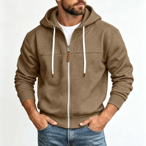 Mens Full Zip Hoodies Fashion Fleece Drawstring Hooded Sweatshirts Jackets - image 3
