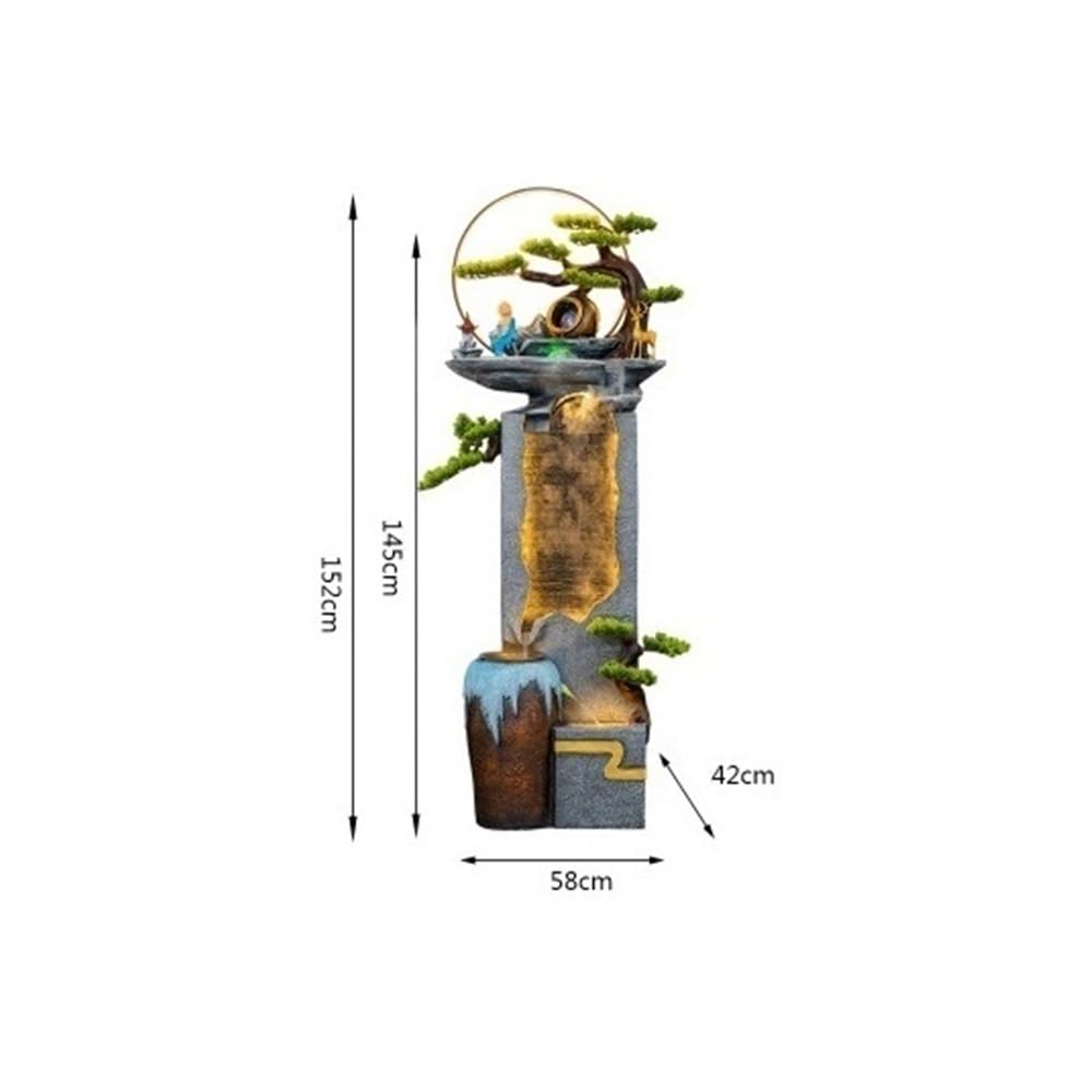 Jingzai202405 Indoor Floor Fountain Rockery Flowing Water Fountain Circulating Water Fish Pond Landscape Decoration Office Courtyard Wealth Attraction Floor Decoration Water Fountain(Black)