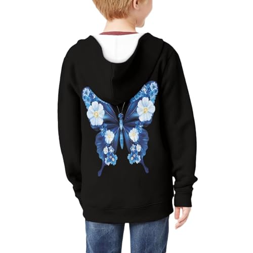 Kids Zip Up Hoodie Sweatshirt Boys Girls Long Sleeve Sweatshirt Casual Pullover Hooded with Pocket for 6-14Y4