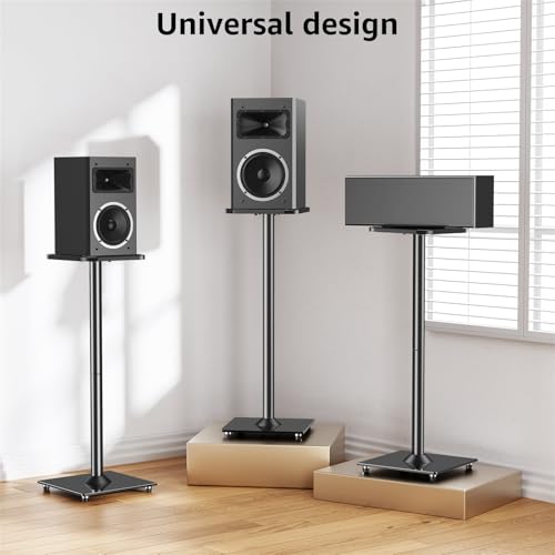 Image of MOUNTUP Universal Speaker Stands Pair for Surround Sound Home Theater, 31 inch Height Floor Speaker Stands Max 22LBS, Bookshelf Studio Satellite Speakers Fit Klipsch Polk Yamaha, Non Slip Pad Easy Install